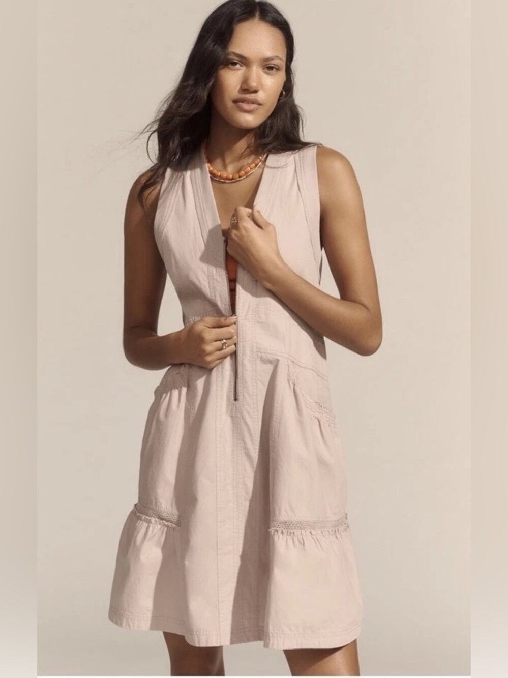 Anthropologie Daily Practice Trek Utility Mini Dress Muted Rose Medium
